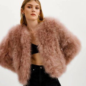 💥SHOWSTOPPER💥Jocelyn Fifi Marabou Feather Bolero in Blush